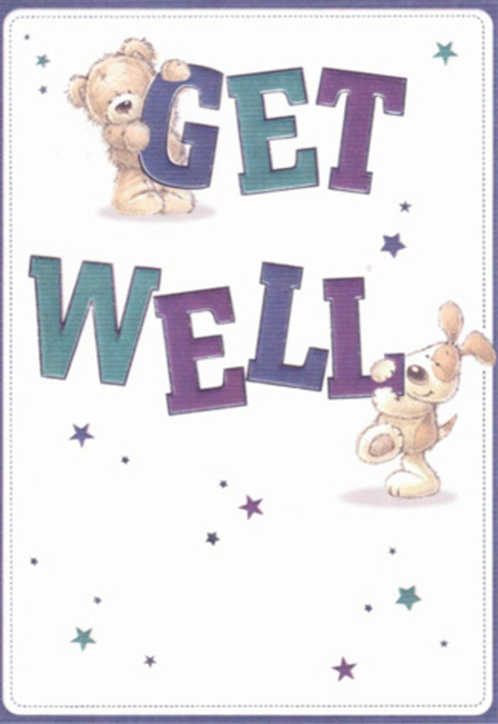 Bringing gentle encouragement reminiscent of the welcoming spirit around Elephant and Castle, this get well card features a charming bear and puppy, their illustrated whimsy matched only by the sense of optimism they emit. Surrounded by shimmering starbursts in violet and blue, the two friends embrace and support the oversized 'Get Well' lettering, delicately shaded in vibrant purples and sea-green teals-a palette reflecting the artistic vibe of the nearby Southwark community. There's an almost touchable softness to the bear's plush coat and the puppy's floppy ears, as if you could sink your fingers into their comforting fur, conjuring the same tactile delight as handling a fresh bouquet from a favourite Elephant and Castle florist. The crisp, clean background gives space for hope to breathe, as the confident, oversized text radiates strength and reassurance. Whether gifted with a bouquet of blooms from one of the area's well-loved local shops or shared as a stand-alone gesture, this card offers a light, uplifting mood. It serves as a gentle reminder that emotional and physical healing can be ushered in with the simplest acts of kindness, much like a friendly chat on Walworth Road or the sight of new growth in Elephant Park.
