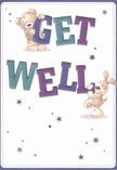 Cheerful, vibrant, and filled with warmth, this get well card is a favourite among Elephant and Castle residents for sending recovery wishes that truly brighten spirits. Adorned with two adorable characters-a plush teddy bear and an exuberant puppy-who joyfully cradle and balance the large, colour-splashed 'Get Well' alphabet, the card sparkles with positivity. Striking indigos and teals in the lettering stand bold on the soft, clean cream background, reminiscent of the colourful stalls at the local market. Around the playful friends, stars of deep blues and violets seem to dance, weaving a tapestry of whimsy and encouragement. The renderings of soft fur and inviting ears are illustrated with beautiful texture, making each character seem almost alive-a comforting presence akin to a freshly arranged recovery bouquet delivered from a trusted Elephant and Castle florist. This card delivers more than words; it conveys a heartfelt emotional touch, echoing the close-knit, supportive nature of the local community, and is a perfect way to let someone know they're cared for on their journey back to health.